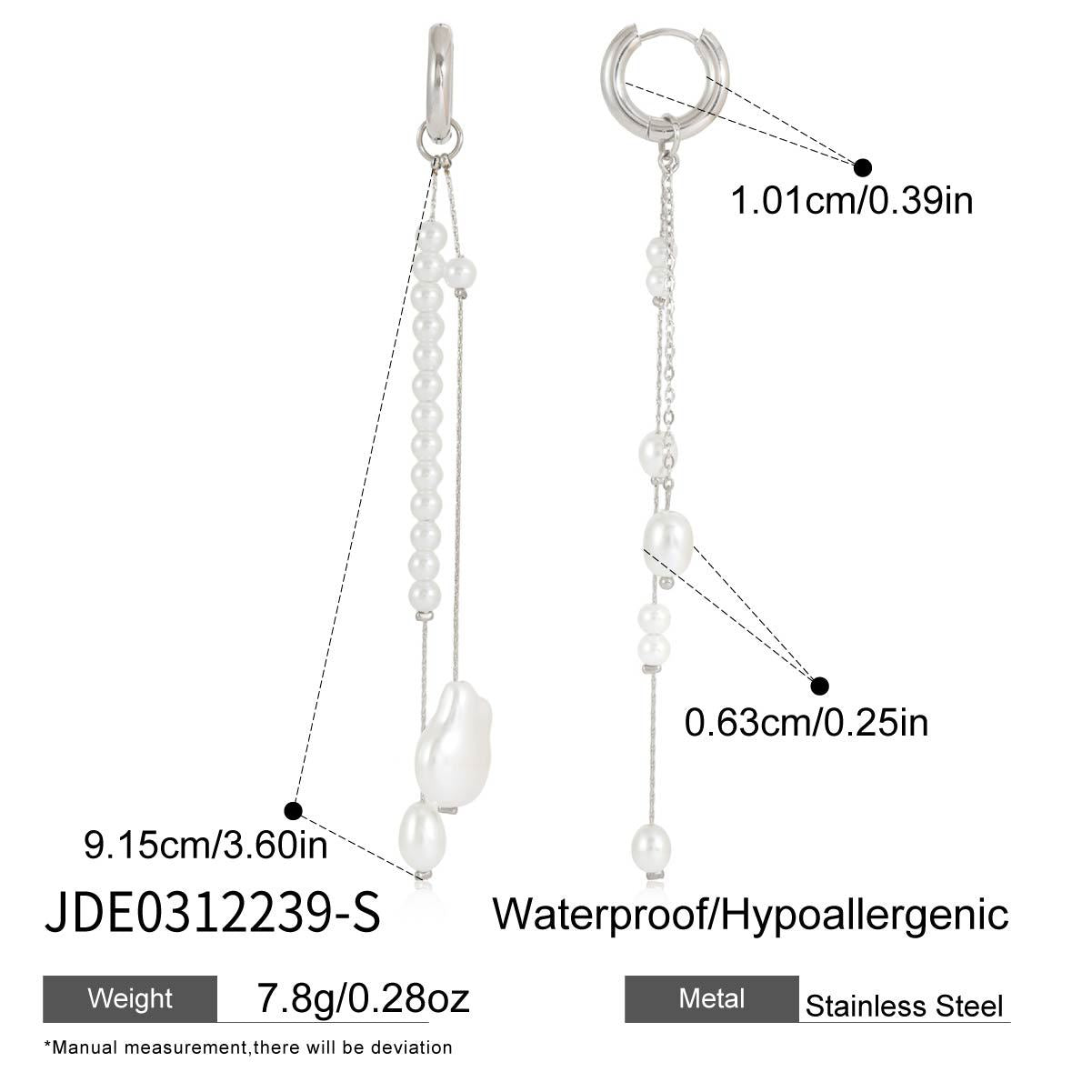 Elegant Geometric Stainless Steel Plated Tassel Pearl Earrings for Women