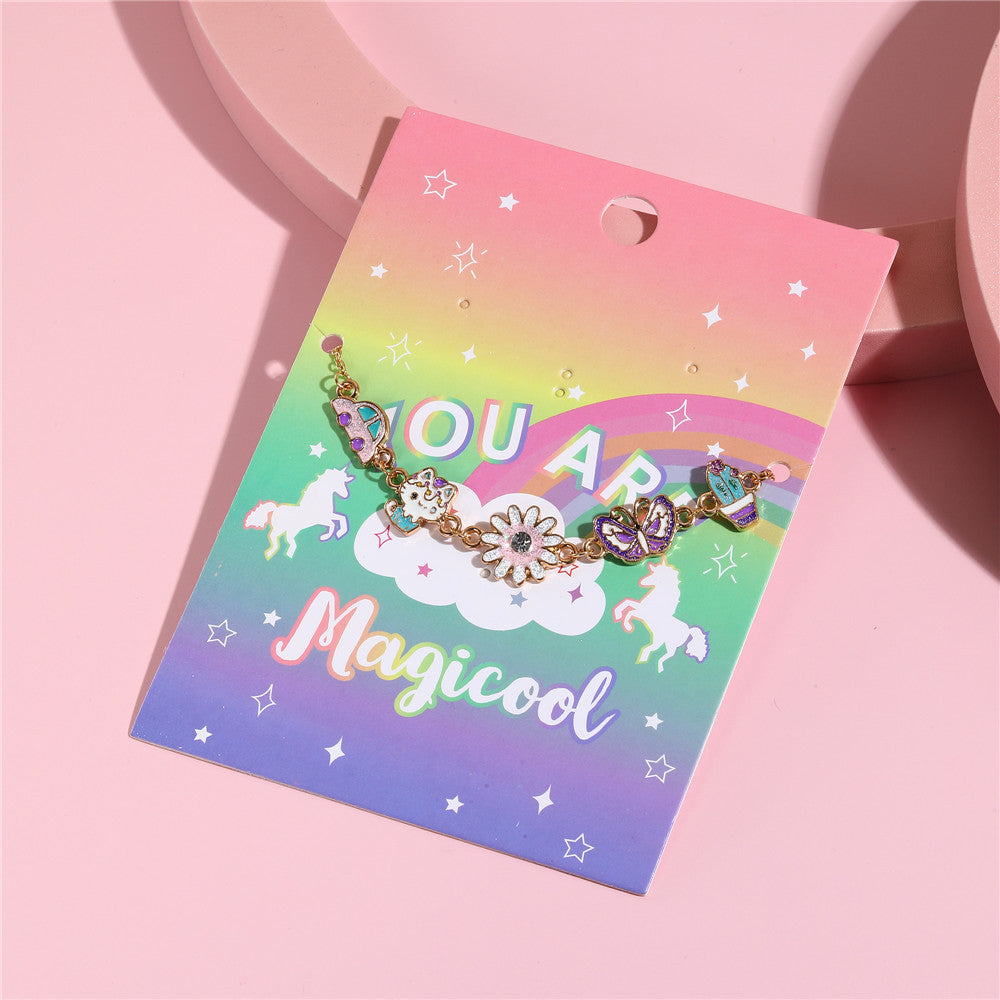 Collana per Bambini con Ciondolo a Forma di Animale in Lega con Finitura Smaltata, Design a Catena Trasversale, Lunghezza Regolabile per Bambine dai 3 ai 10+ Anni
