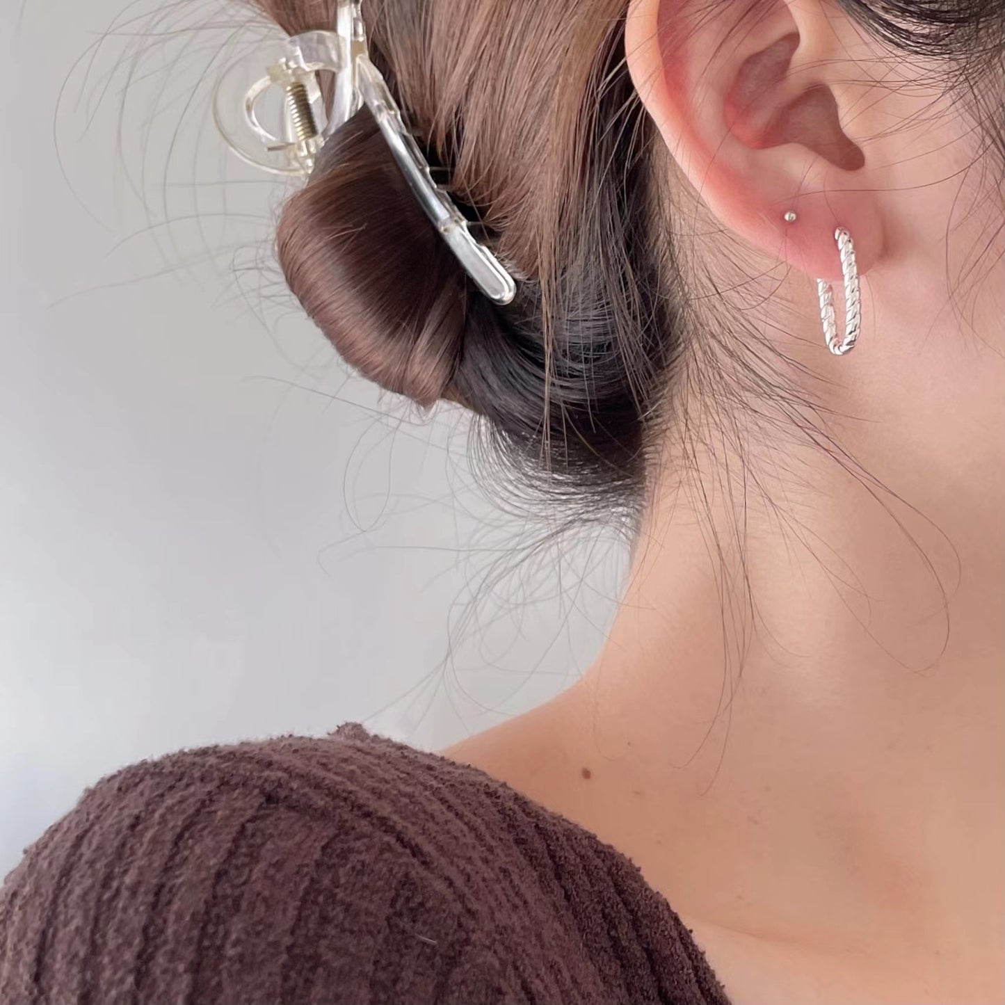 Orecchini Minimalisti a U a Fune Ritorta in Argento Sterling 925 da Donna con Finitura Placcata