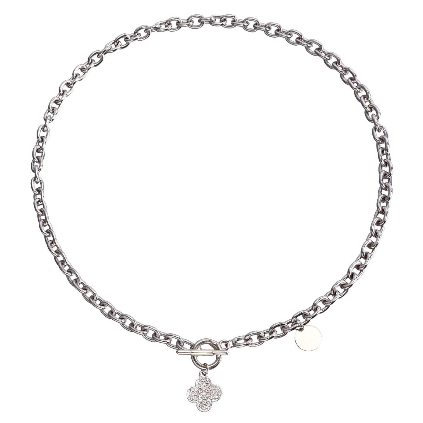 Minimalist White Star Mother-of-Pearl Inspired Pendant Necklace with Electroplated Metal Thick Aluminum Chain for Women
