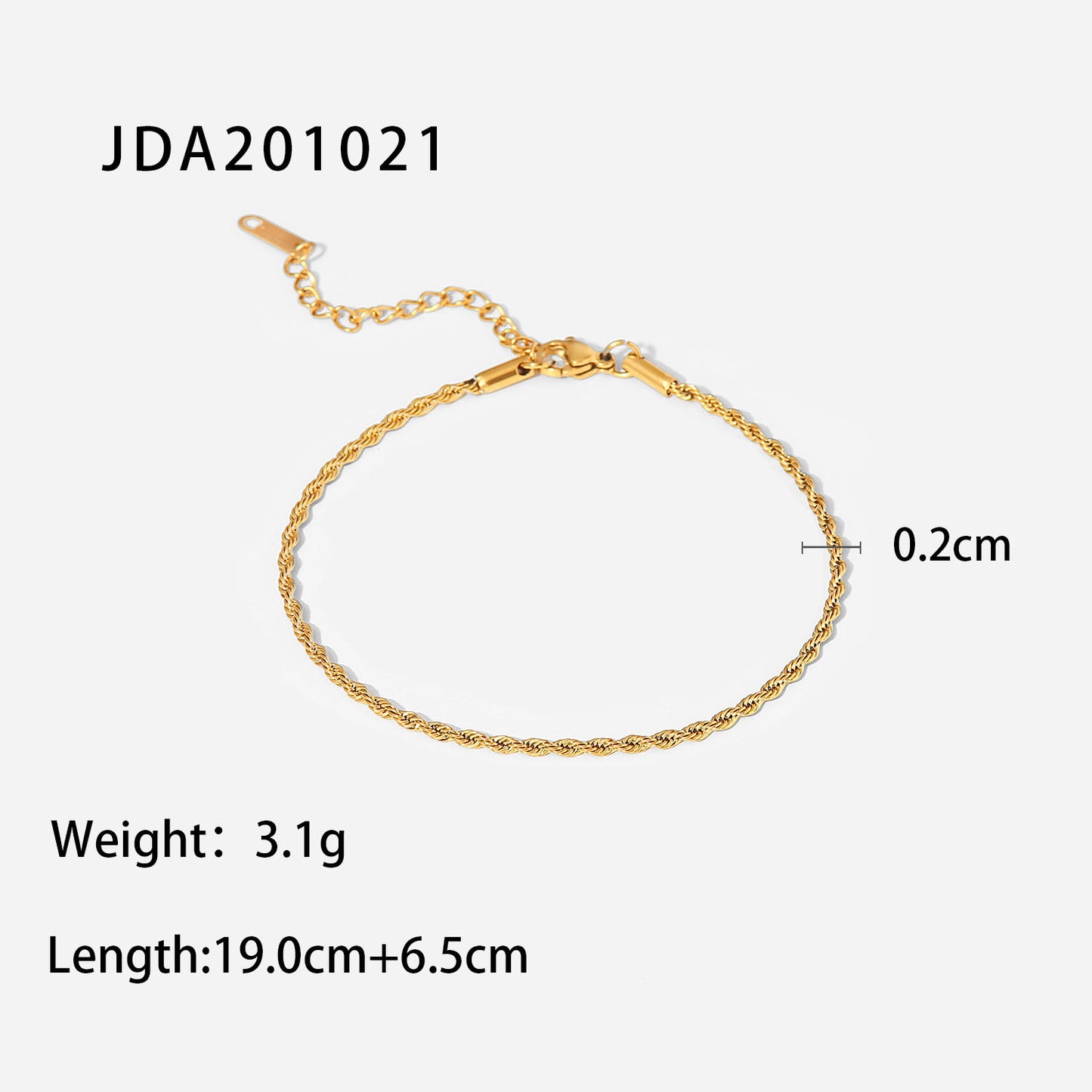 Minimalist Geometric Titanium Steel Anklet with Gold-Tone Twisted Chain for Women