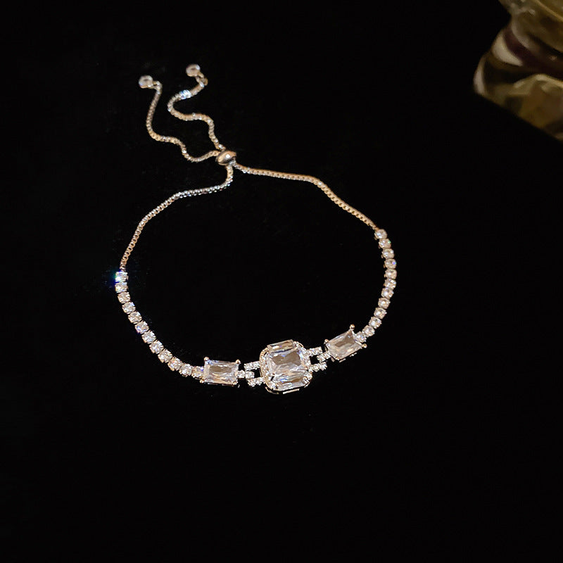Luxury Elegant Geometric Floral Cubic Zirconia Inlay Bracelet for Women