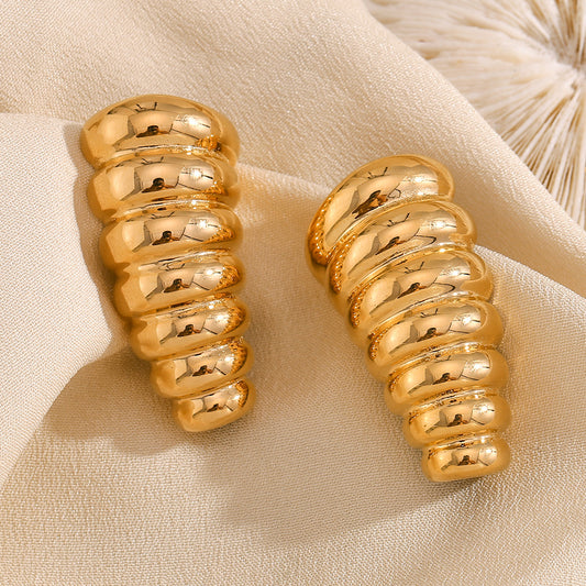 Fashionable Geometric Stainless Steel Earrings with 18K Gold Plating for Women