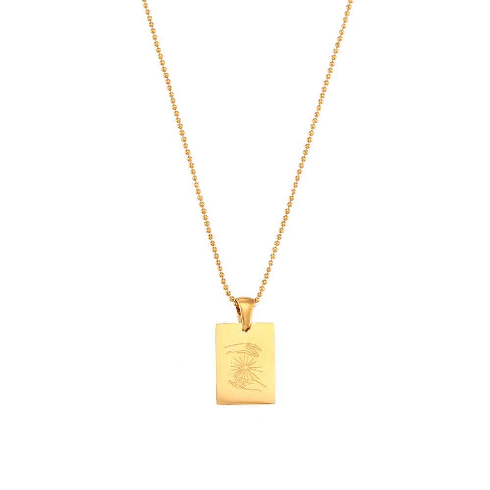 Minimalist Geometric Square Pendant Necklace for Women in Stainless Steel with 18K Gold Plating
