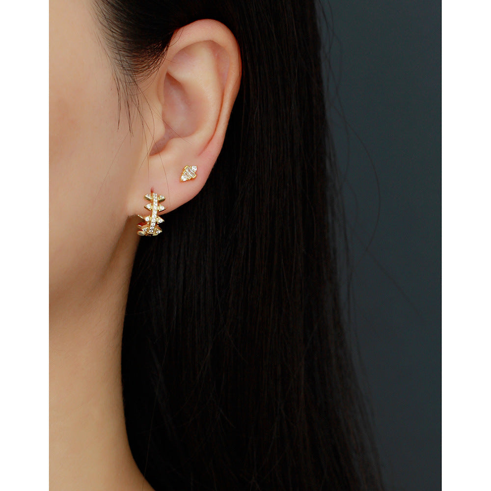 S925 Sterling Silver Geometric Square Inlay Rhinestone Earrings for Women Luxury Minimalist Fashion Daily Wear