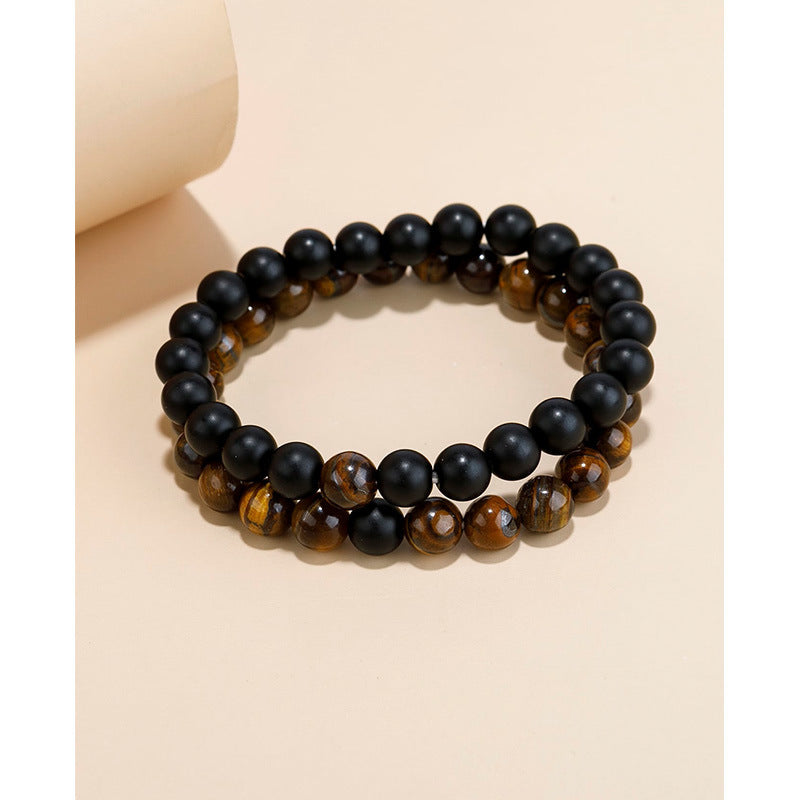 Minimalist Heart Agate Plated Bracelet Set for Unisex