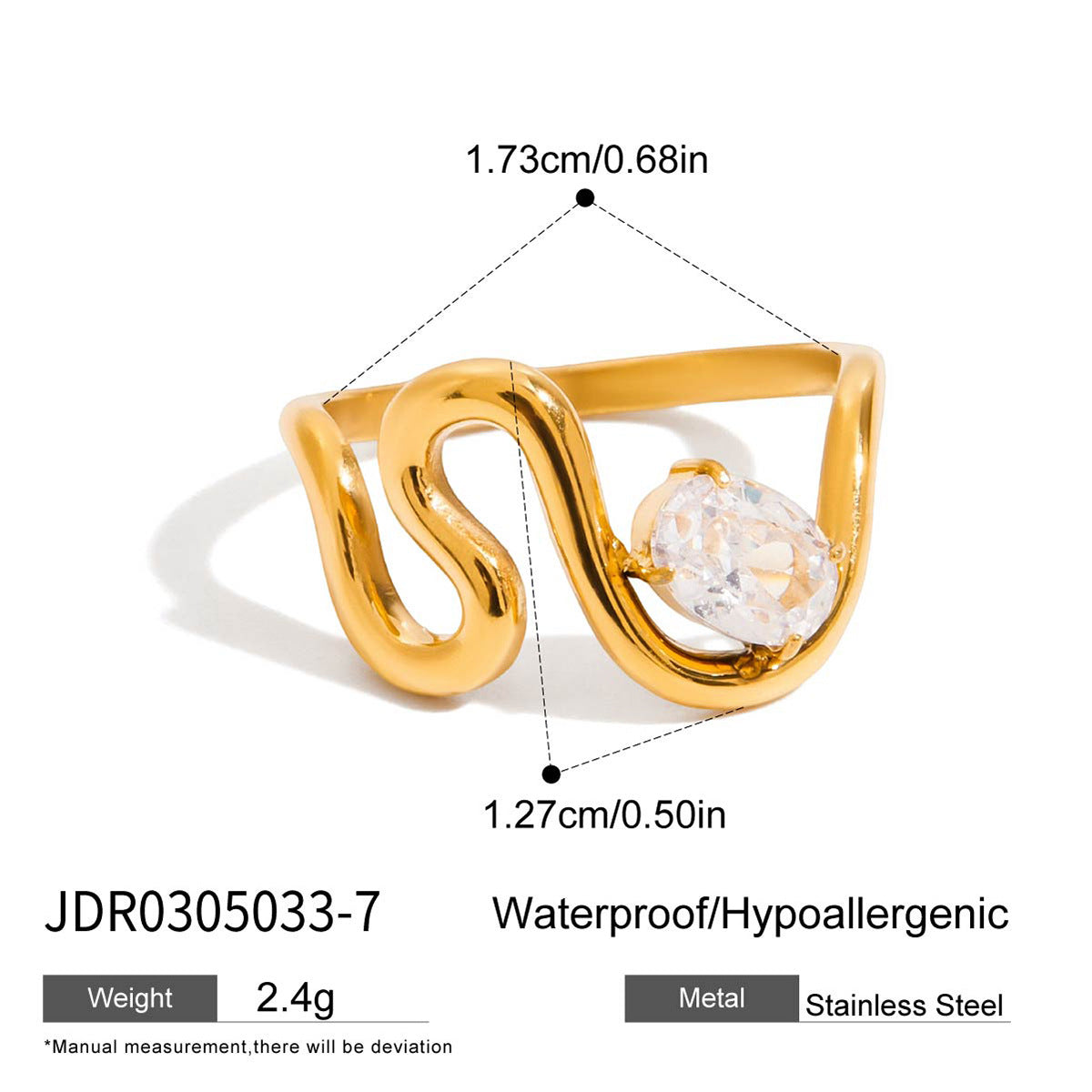 Elegant Geometric Stainless Steel Ring Bracelet Set with Cubic Zirconia for Women