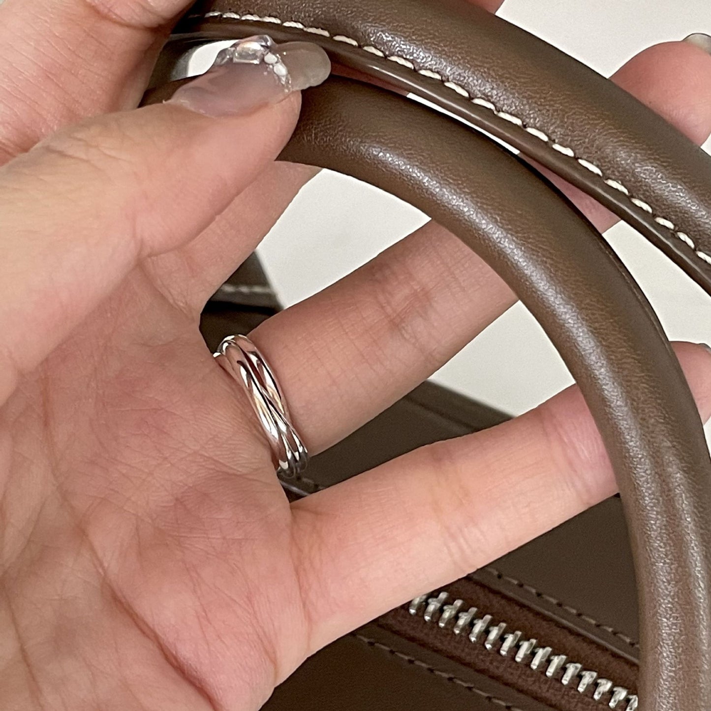 Anello geometrico minimalista da donna in argento sterling, design di tendenza, argento 925, stile unisex