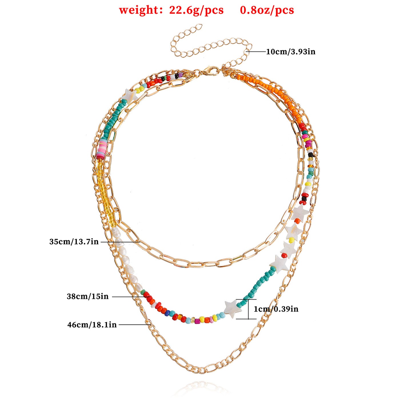 Bohemian Multilayer Colorful Beaded Star Necklace in Alloy with Plated Finish