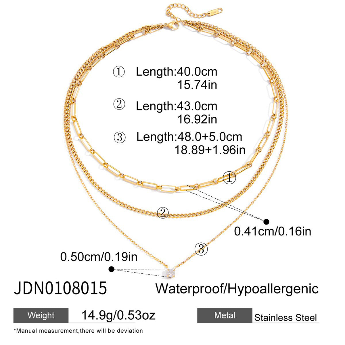 Collar Minimalista Geométrico en Acero de Titanio Laminado en Capas para Mujer con Cadena de Acero Inoxidable