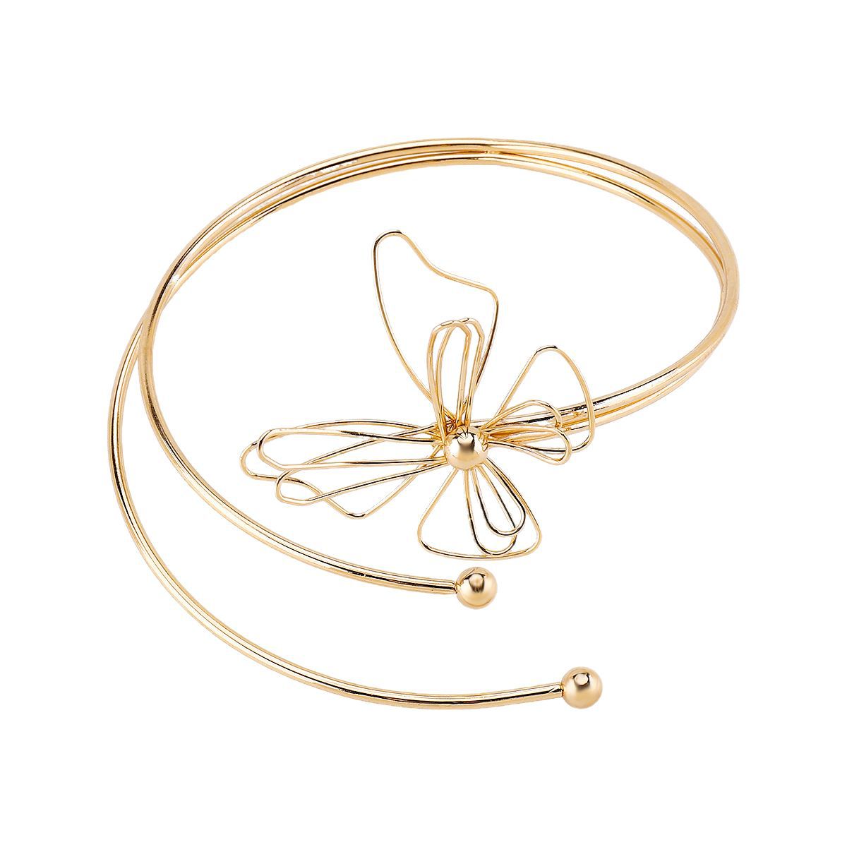 Bracciale rigido da donna in lega a farfalla floreale elegante e minimalista con placcatura in oro