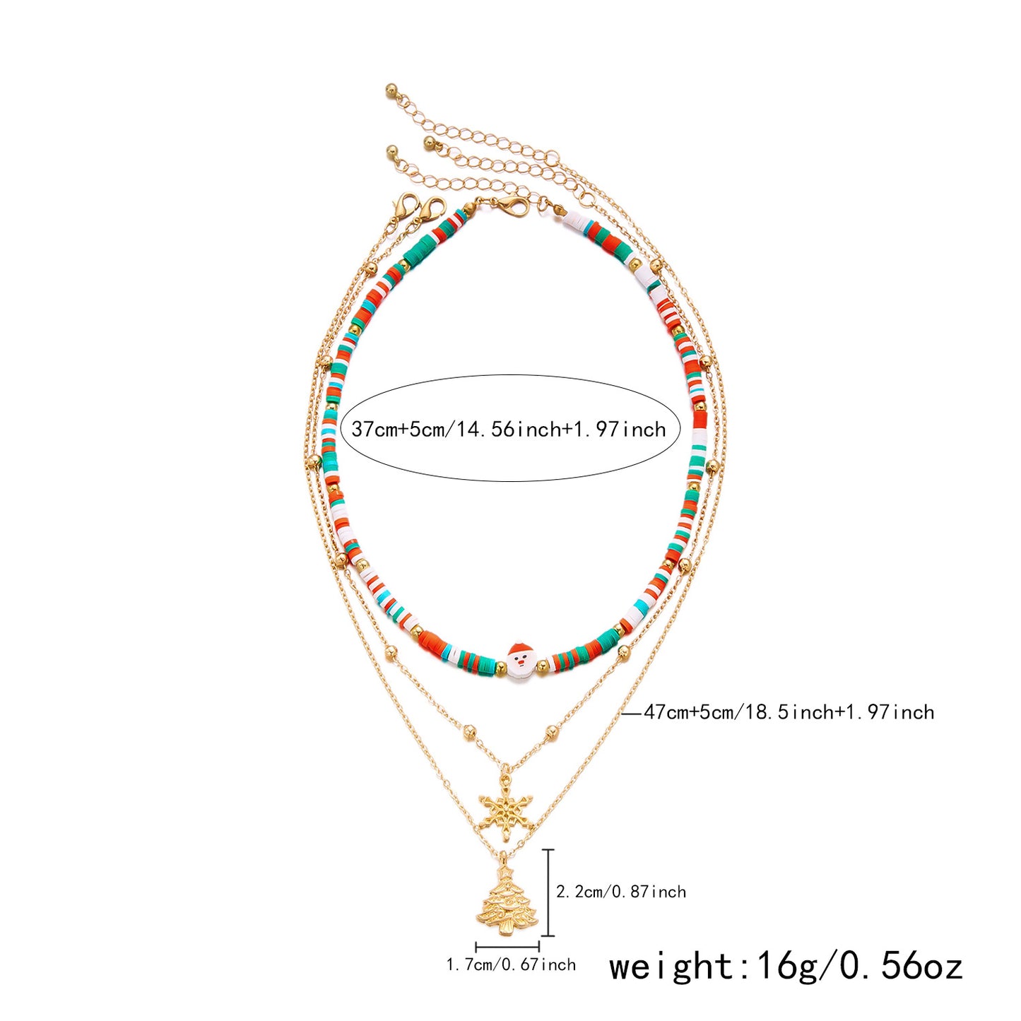 Handmade Crystal Beaded Multi-Layer Choker Necklace Set with Santa Claus and Snowflake Motifs in Geometric and Animal Shapes Alloy Metal with Enamel Finish for Women