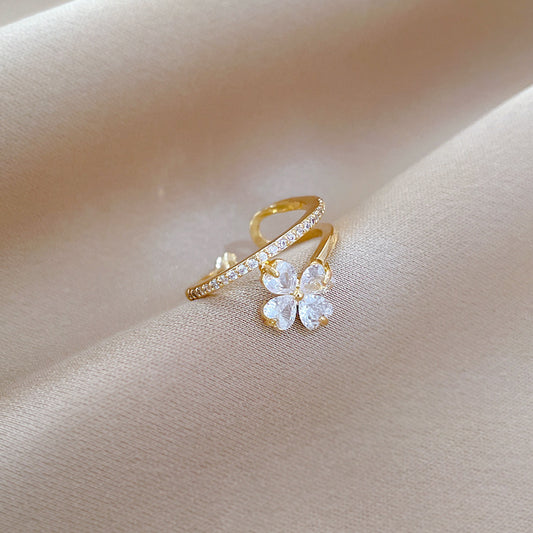 Anello da donna in ottone placcato oro a forma di corona in stile fumetto, anello aperto regolabile alla moda