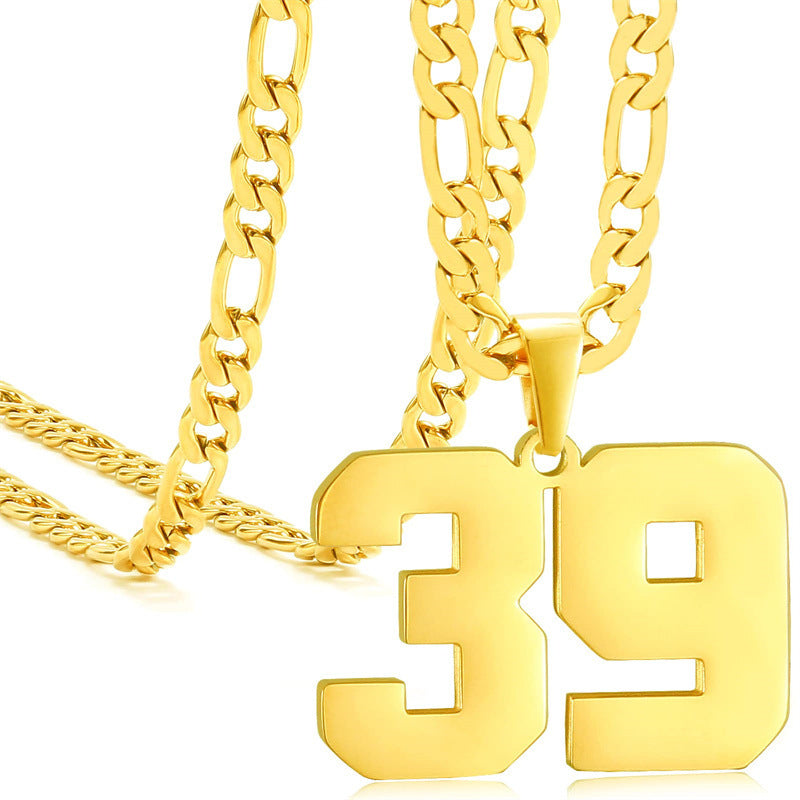 Minimalist Numeric Pendant Necklace for Men and Women Stainless Steel Chain with Polished Titanium Steel Charm
