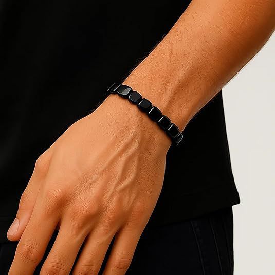 Vintage Geometric Hematite Bracelet for Men