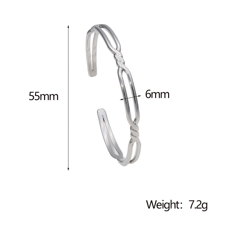 Bracciale Minimalista da Donna in Acciaio al Titanio Placcato Oro, Design a Doppio Anello, Gioielli Ipoallergenici in Acciaio Inossidabile