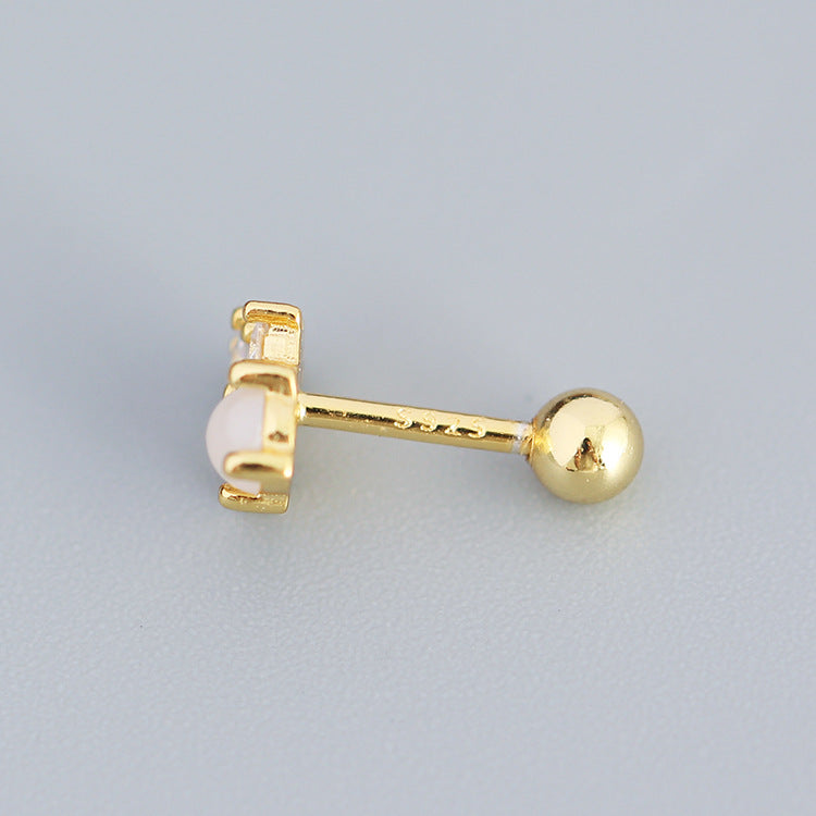 Orecchini da donna geometrici minimalisti a lobo, a vite, con zirconi quadrati in argento sterling S925 con finitura galvanica