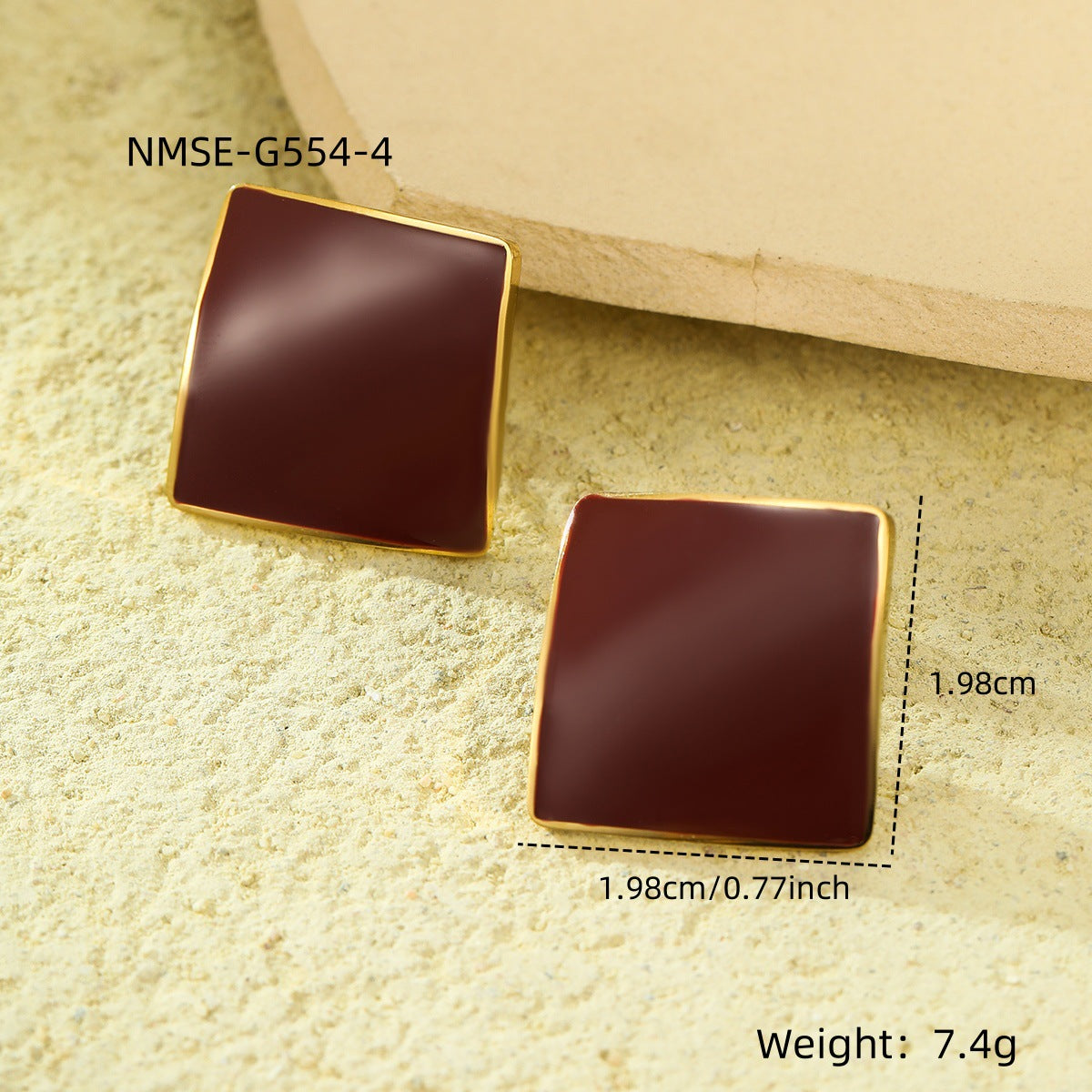 Minimalist French Retro Geometric Stainless Steel Earrings with Enamel Finish for Women, Versatile Fall Winter Fashion Ear Jewelry