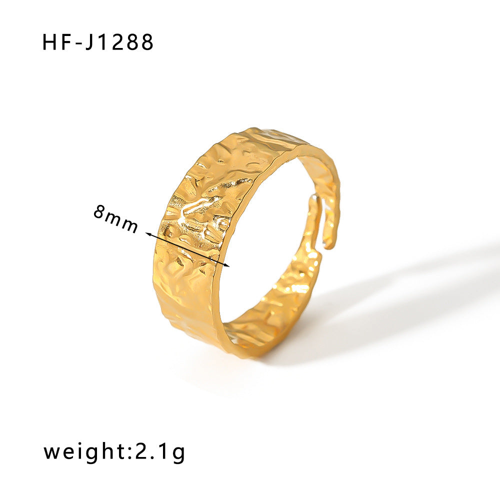 Minimalist Geometric Stainless Steel Ring with 18K Vacuum Plated Finish for Women
