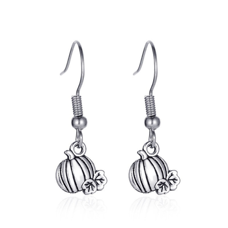 Pendientes de aleación con diseño de calabaza y calavera, estilo punk, chapados en oro, para mujer, temáticos de Halloween