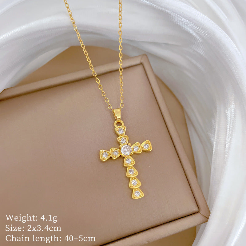 Collana in Stile Cartone Animato con Cuore in Acciaio al Titanio con Pendente in Rame e Intarsio di Strass per Donne e Uomini