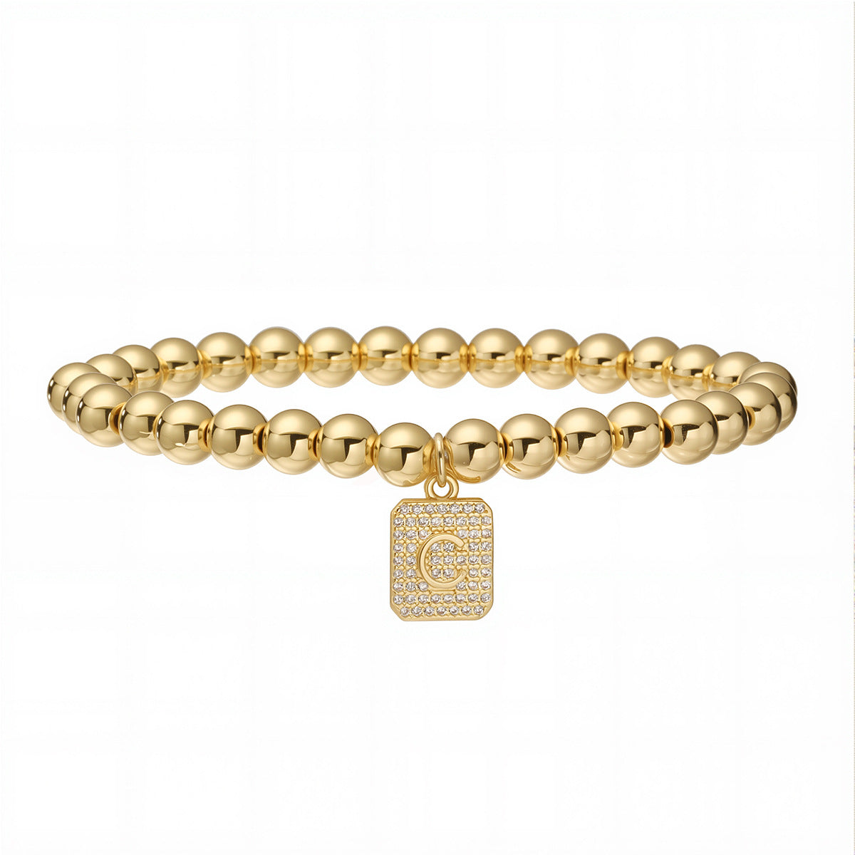 Bracciale minimalist personalizzato con ciondolo a lettera per donna, con perle in rame e placcatura in oro 18 carati