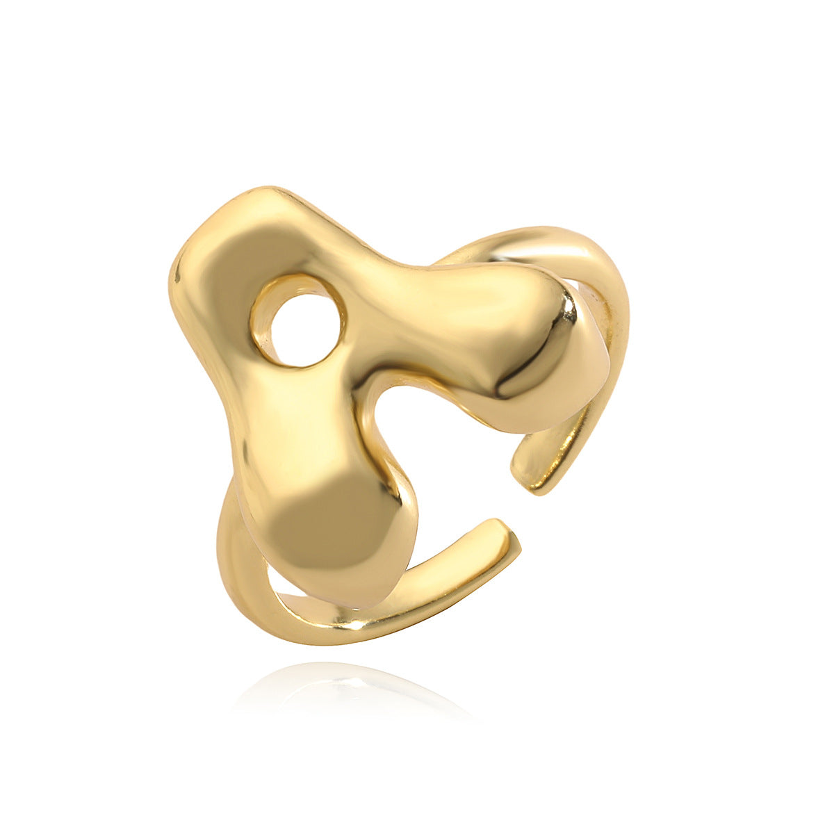 Anello da donna minimalista a lettera geometrica in rame placcato oro 18 carati con fascia aperta regolabile
