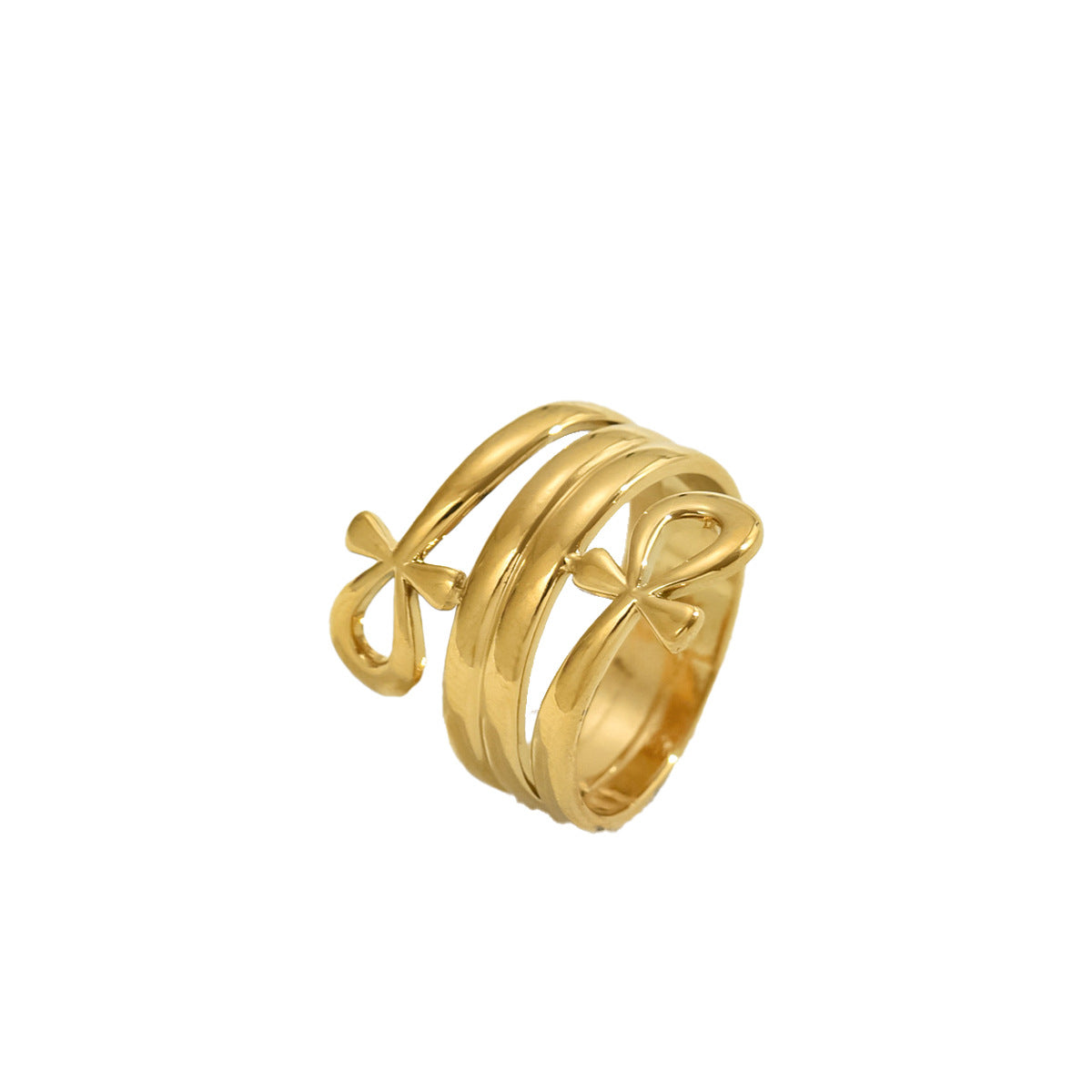 Anillo de Cobre Minimalista con Forma de Lazo y Acabado Chapado para Parejas, Accesorio de Moda Unisex