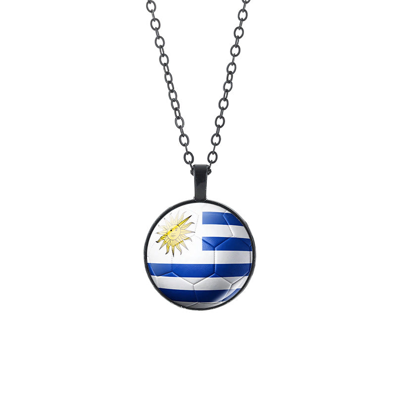 Collana casual in lega placcata con ciondolo in cristallo nero, catena a cavo unisex