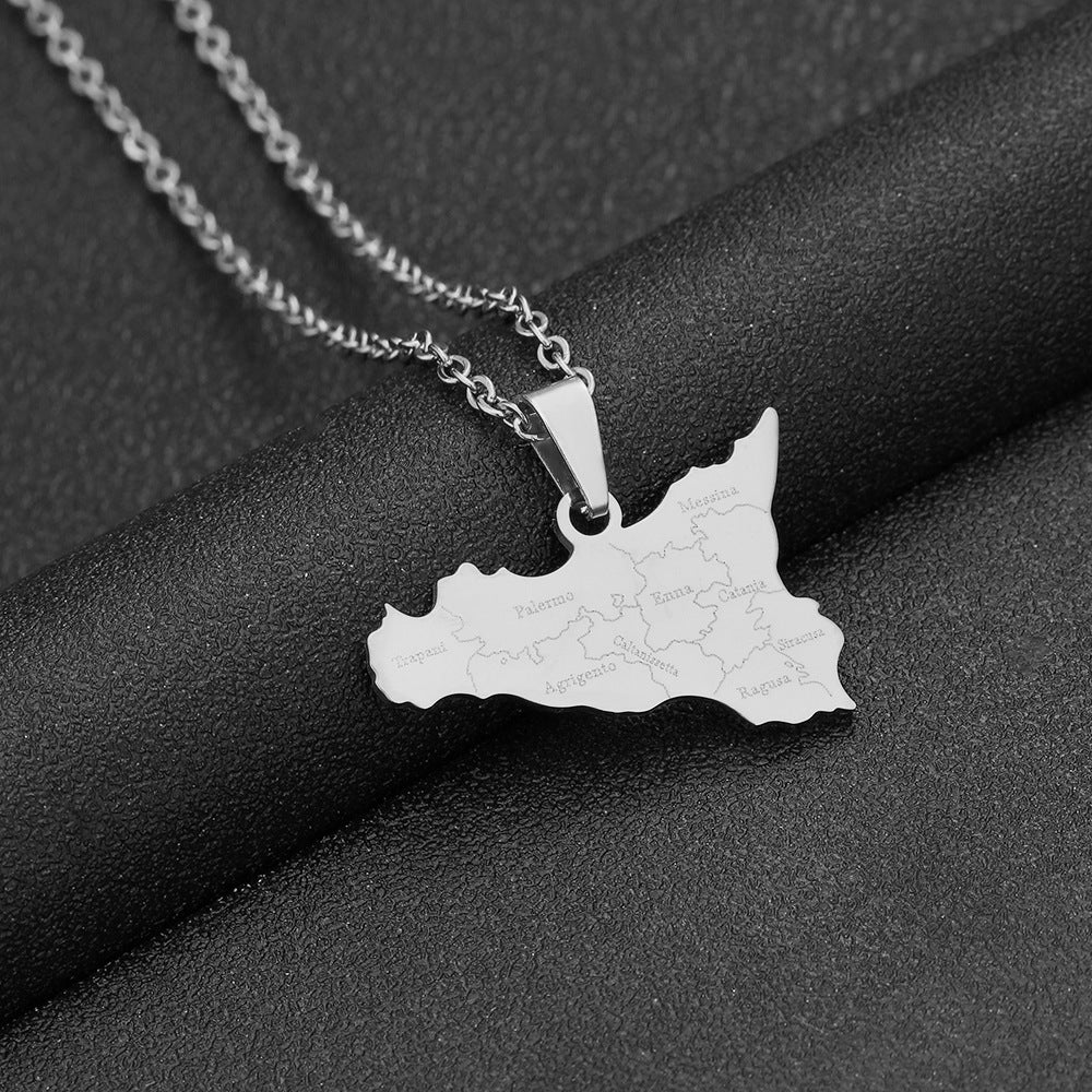 Collar con colgante geométrico de acero inoxidable con dije de acero de titanio y acabado chapado para mujeres y hombres