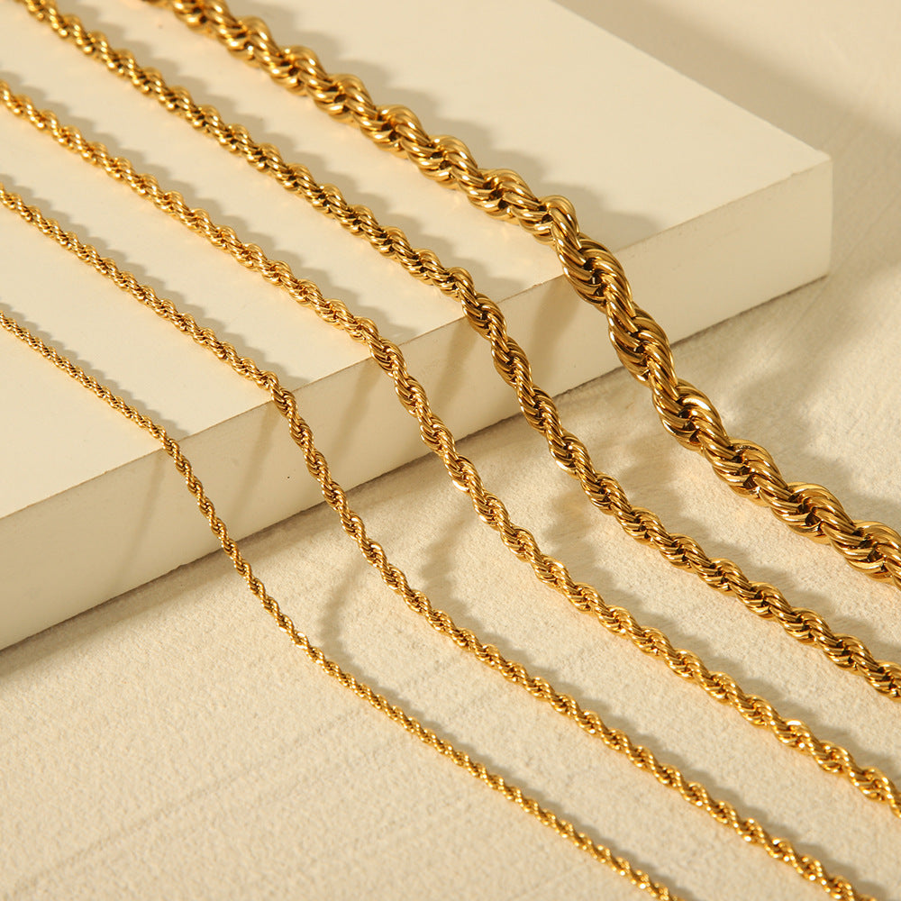 INS Style Geometric Twist Chain Necklace for Women Stainless Steel Plated Necklace