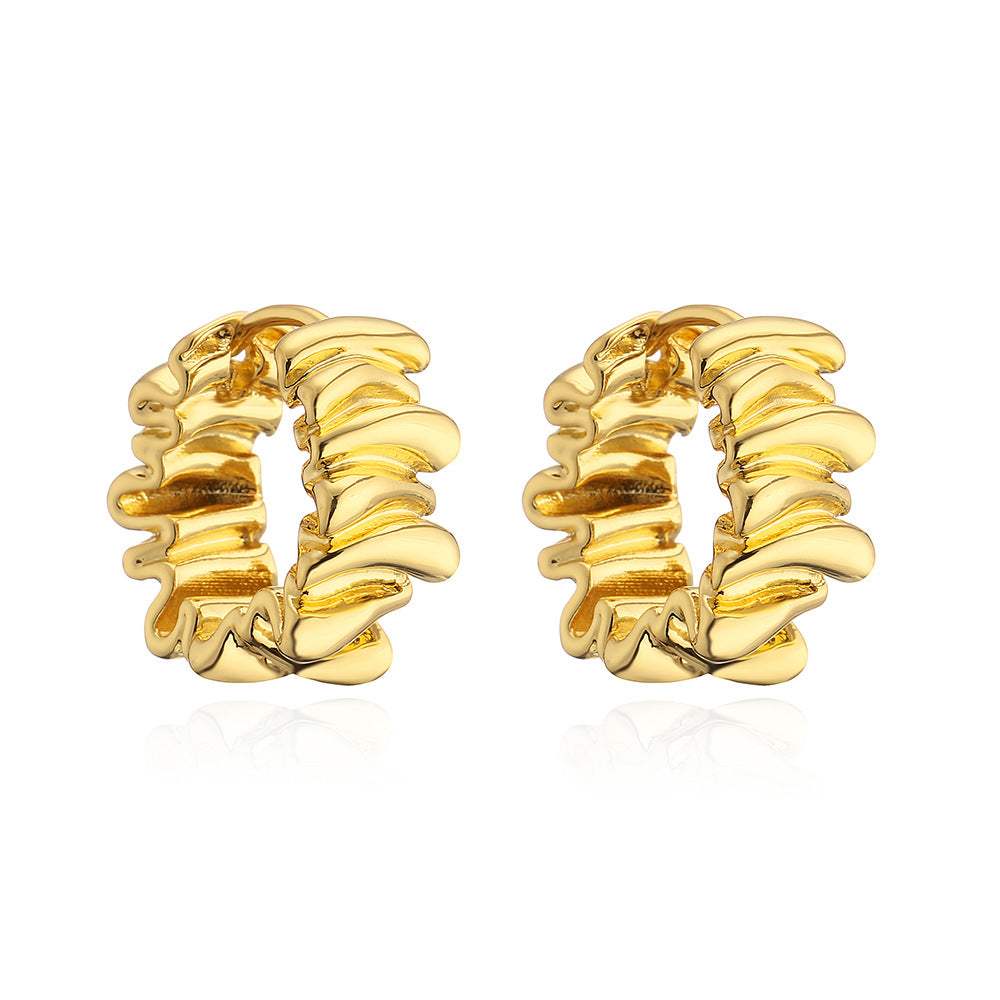 Orecchini a cerchio geometrici minimalisti in rame per donna con placcatura in vero oro design d'ispirazione vintage