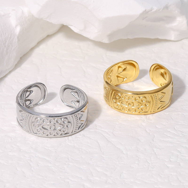 Personalized Evil Eye Open Ring 18K Gold Plated Stainless Steel Fashion Jewelry Unisex