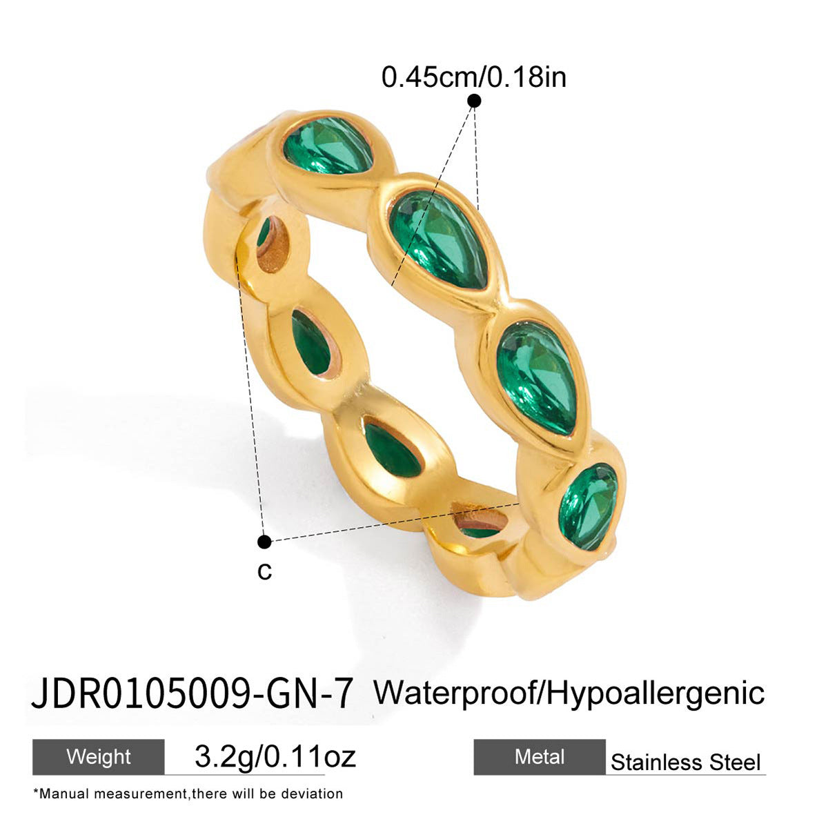 Elegant Geometric Heart Stainless Steel PVD Gold Plated Cubic Zirconia Ring for Women