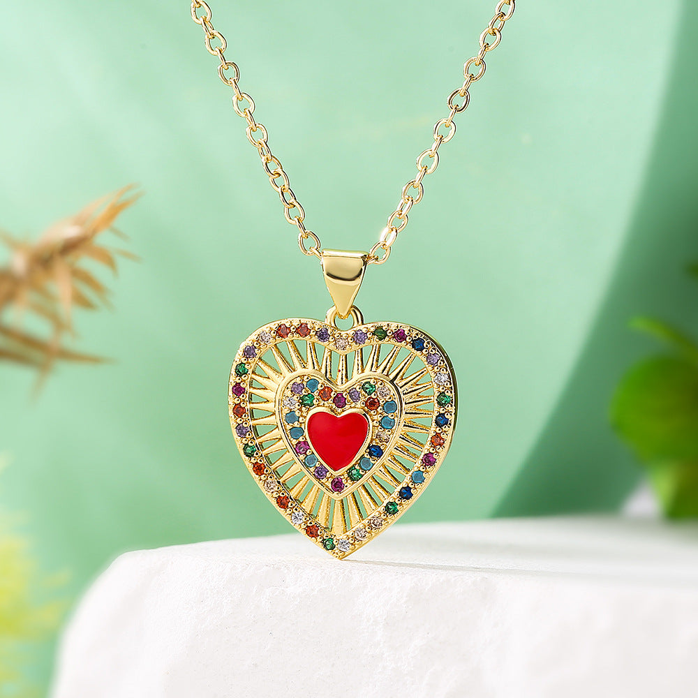 Minimalist Heart-Shaped Copper Pendant Necklace with Gold Plating for Women