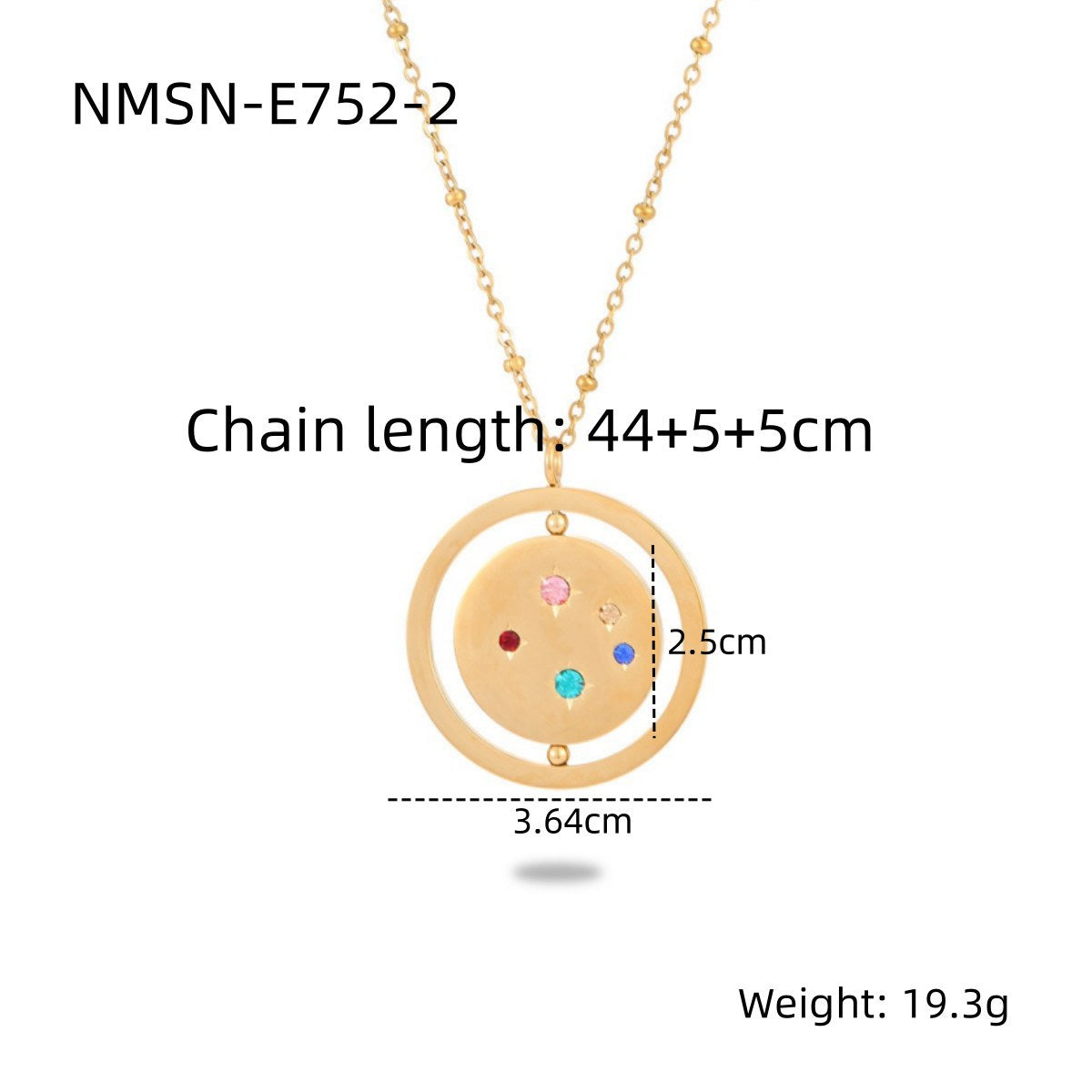 Collana alla moda in stile OL con motivi geometrici in acciaio inossidabile e stelle in zirconia colorata, catena maglione in acciaio al titanio ipoallergenico