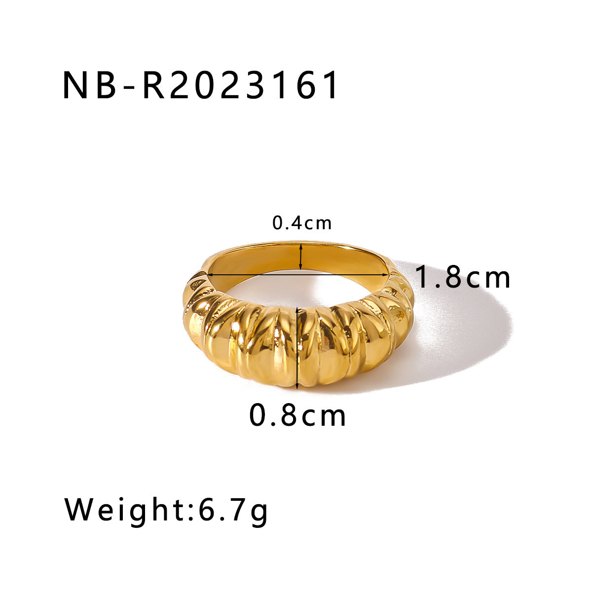 Vintage INS Style Geometric Textured Woven Stainless Steel Ring with 18K Gold Plating for Women and Men