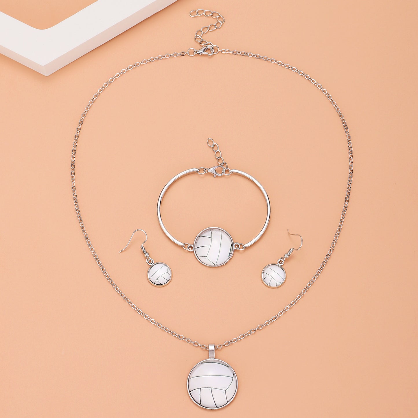 Set di gioielli da donna sportivo elegante rotondo geometrico in lega placcata