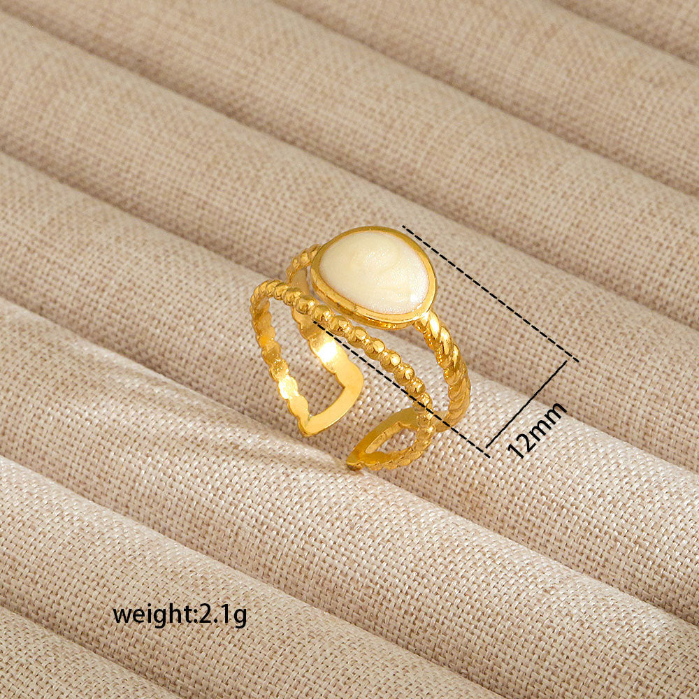 Anillo abierto irregular de acero inoxidable para mujer con baño de oro de 18K, diseños geométricos de corazón, estrella, letras y constelaciones
