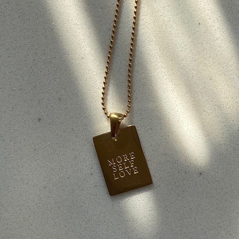 Collana con Pendente Quadrato Minimalista in Acciaio Inossidabile Placcato Oro 18K