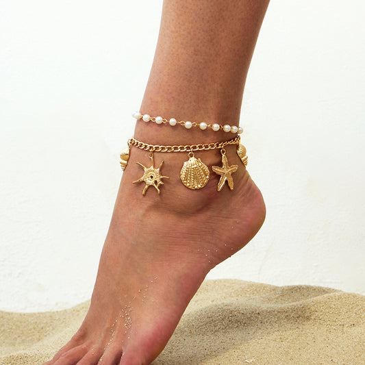 Minimalist Star-Shaped Metal Anklet for Women with Ocean-Inspired Design