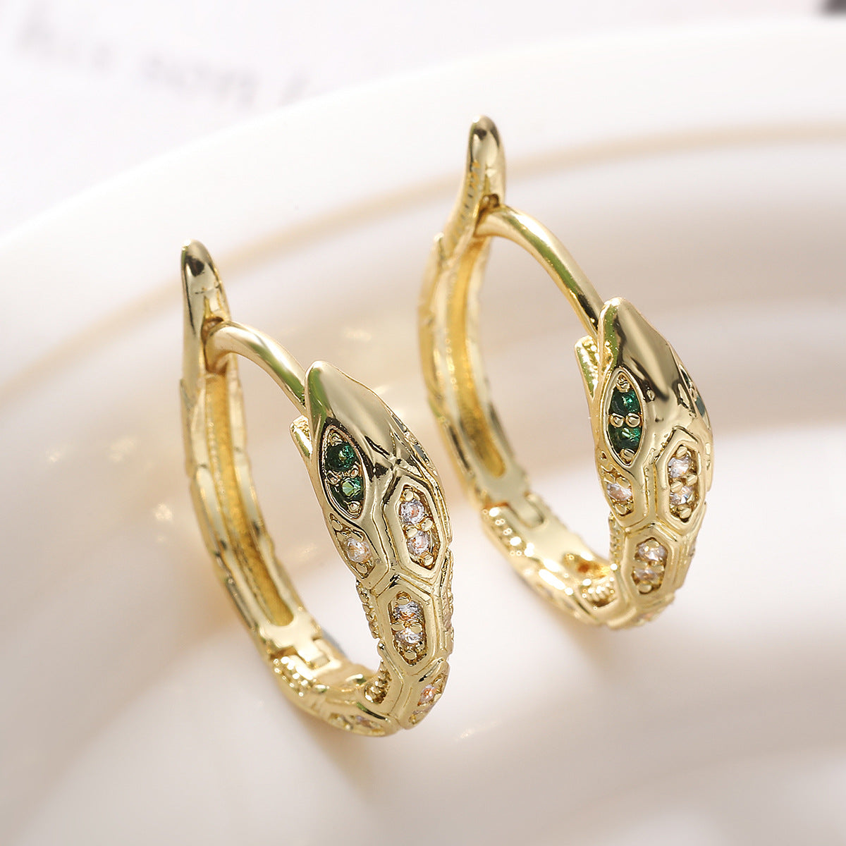 Minimalist Bohemian 18K Gold Plated Brass Geometric Cubic Zirconia Earrings for Women