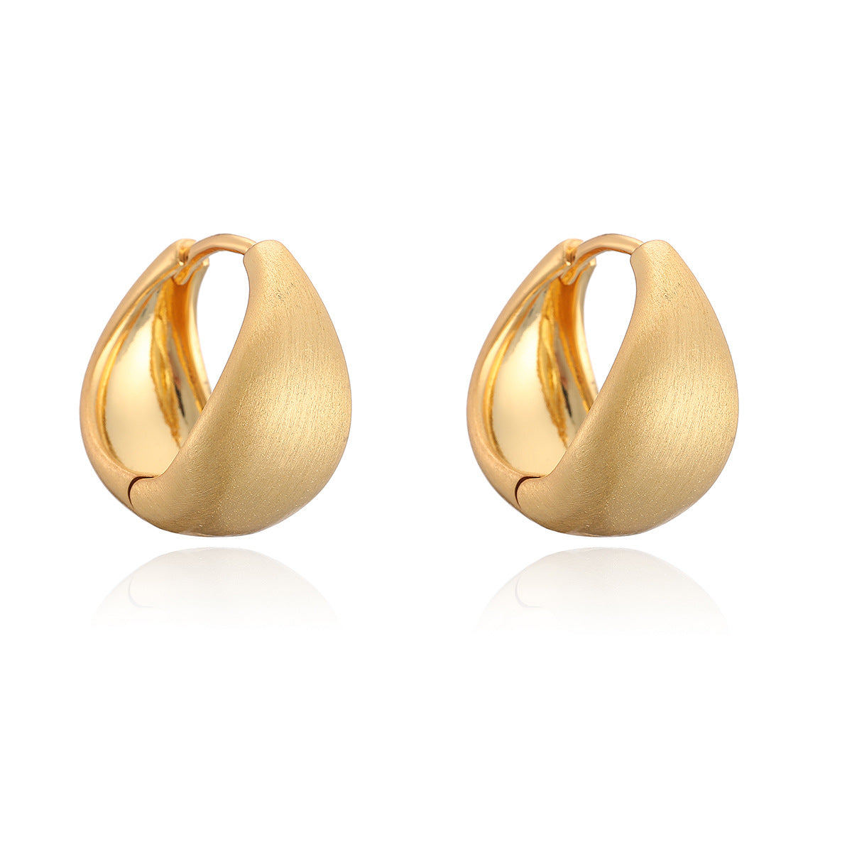 Minimalist Gold Plated Brushed Teardrop Geometric Brass Earrings for Women