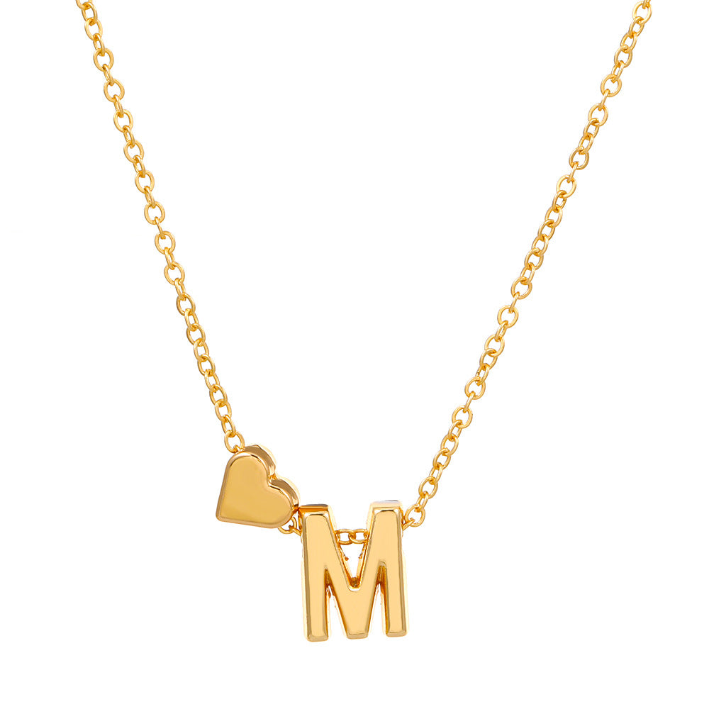 Sweet Heart Letter Alloy Plated Necklace Singapore Chain for Women