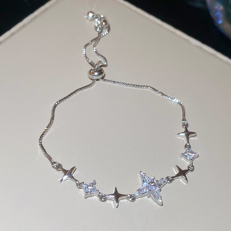 Bracciale in Rame con Zirconi a Forma di Fiore e Stella, Lussuoso, da Donna, dallo Stile Elegante per Ogni Giorno