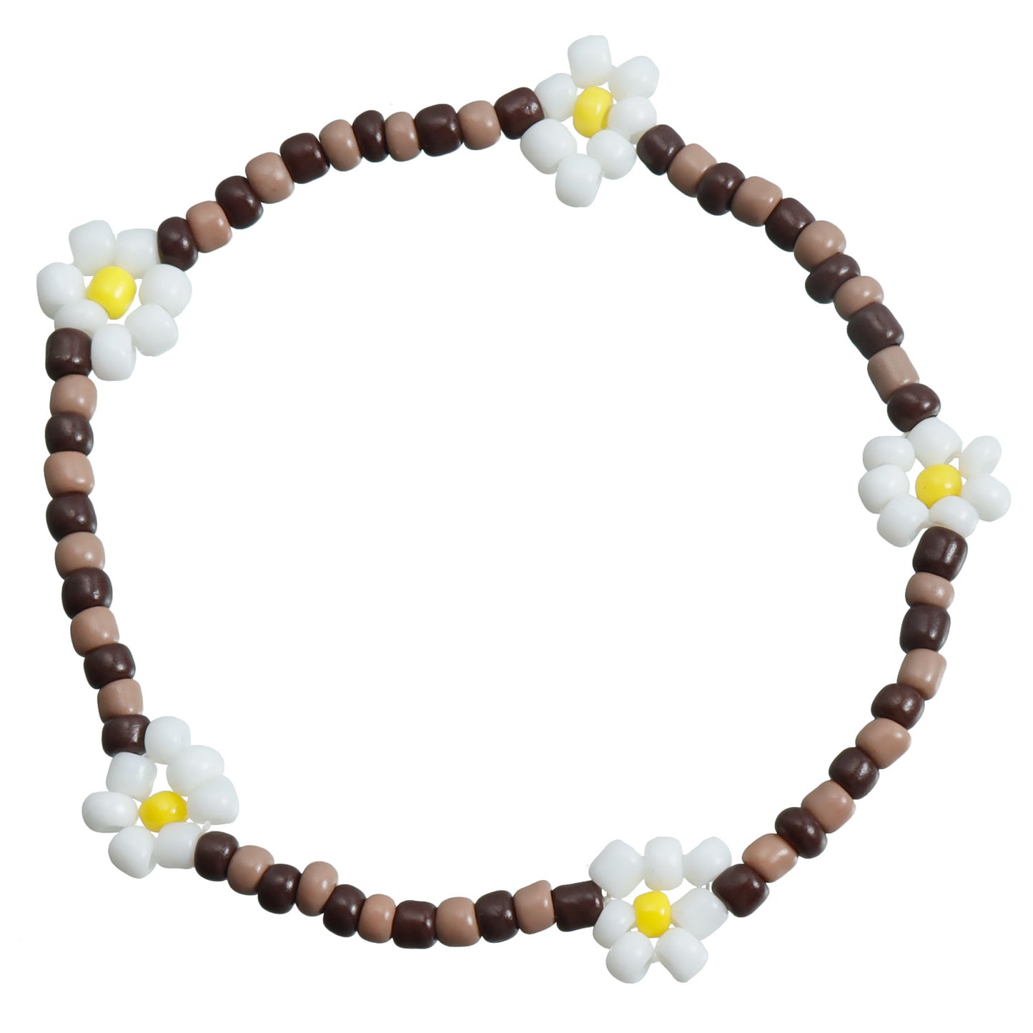 Charm Bracelet with Daisy Design in Colorful Seed Beads Handmade Geometric Flower Bracelet with Plated Finish