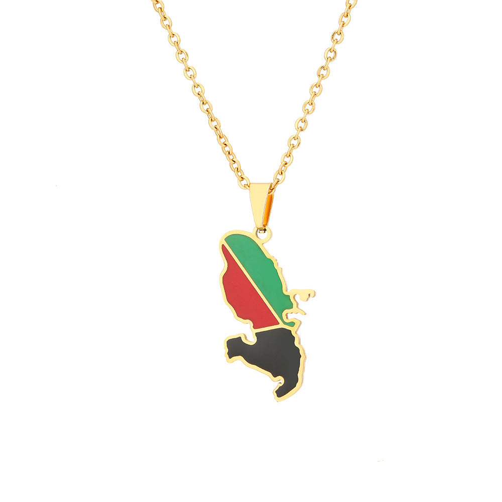 Collar con Colgante Geométrico Minimalista de Acero Inoxidable con Acabado Chapado para Mujer, Cadena de Capas a la Moda