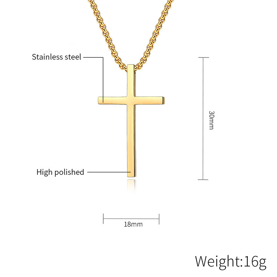Collar Minimalista de Cruz de Acero Inoxidable de Titanio Pulido, Cadena de Bolas de Acero Inoxidable, Joyería Unisex