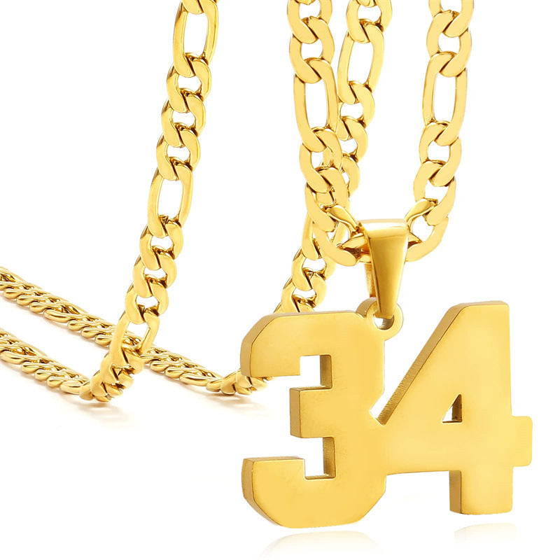 Minimalist Numeric Pendant Necklace for Men and Women Stainless Steel Chain with Polished Titanium Steel Charm