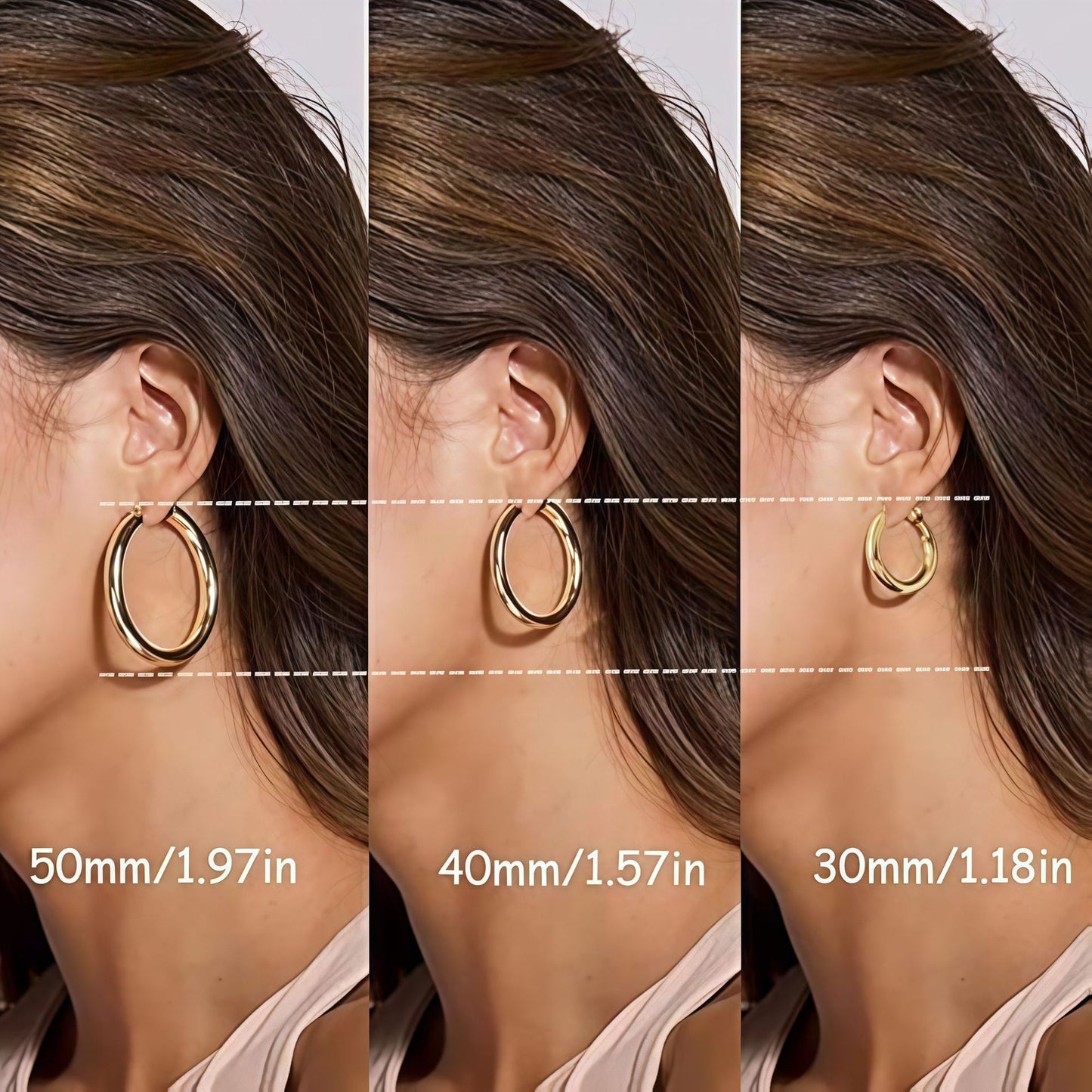 Pendientes de aro geométricos de acero inoxidable con acabado chapado para mujer, aretes minimalistas a la moda